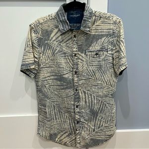 Calvin Klein Denim Tropical Short Sleeve Button Down Shirt